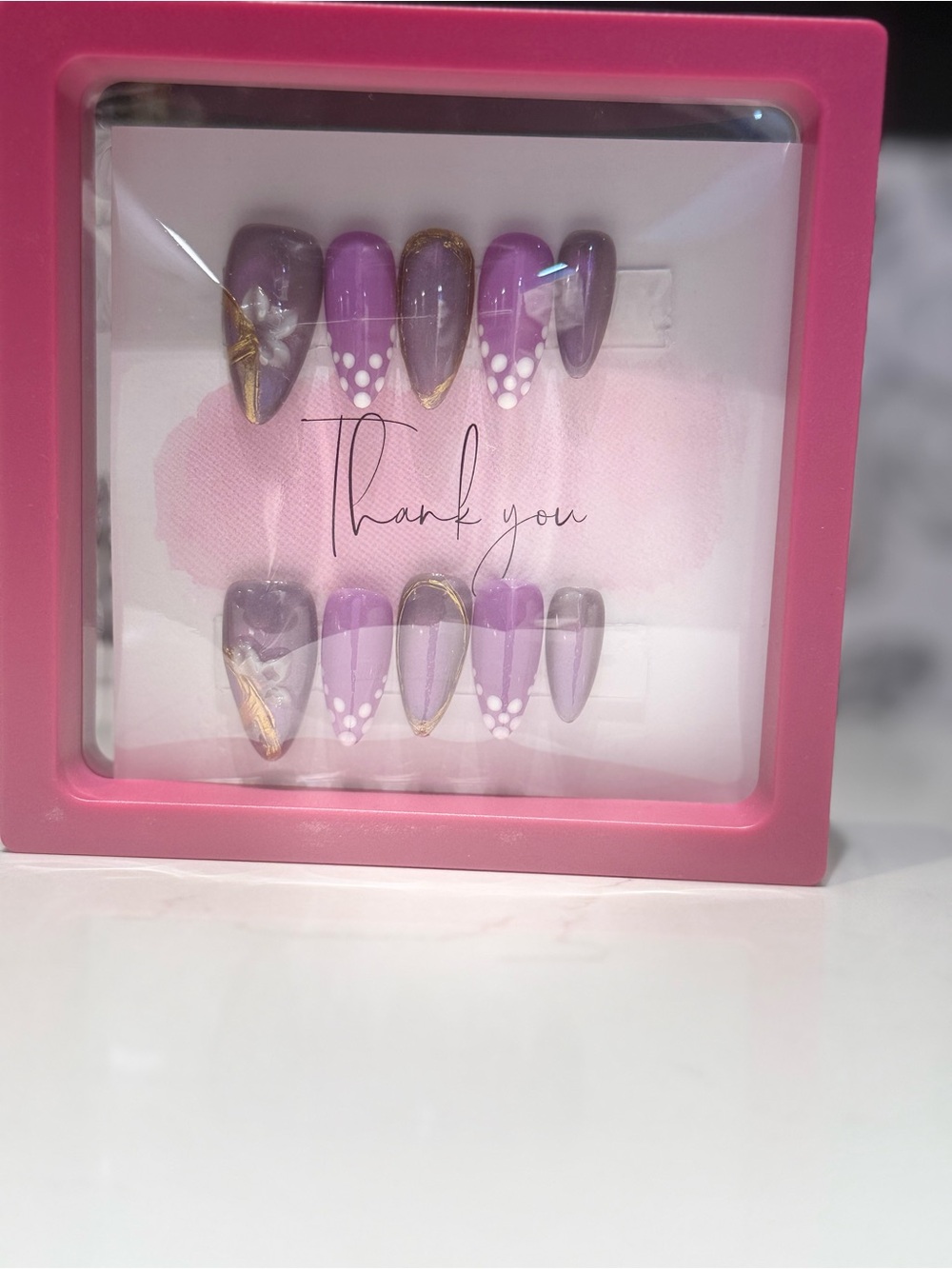 Lavender & Gold Accent Press-On Nails - Women